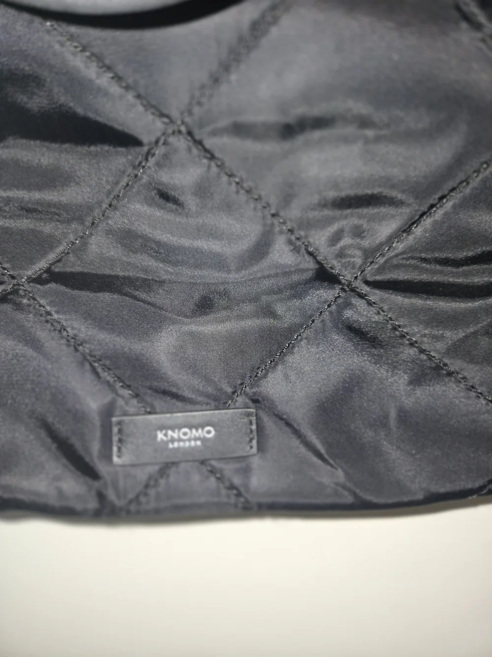 KNOMO Quilted Black Laptop Tote with Adjustable Strap